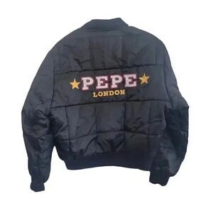 Pepe Jeans London Men's Black Nylon Satin Vintage Bomber Jacket